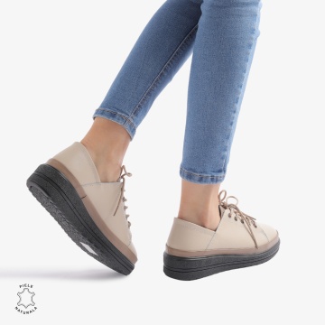 Pantofi casual piele naturala CRL877 BEJ - Img 2