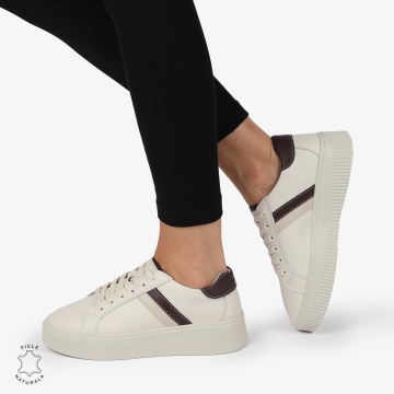Pantofi CASUAL PIELE NATURALA cu linii decorative CRL1270 Bej - Img 2