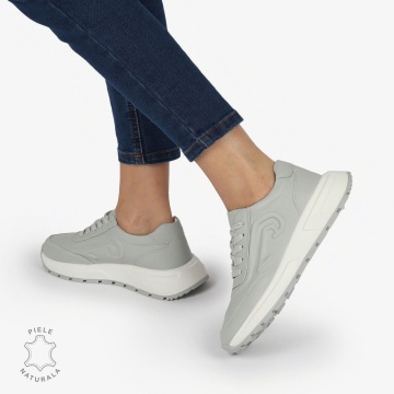 Pantofi casual piele naturala CU MODEL LATERAL CRL1304 GRI - Img 2