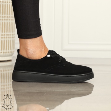 PANTOFI CASUAL Piele Naturala INTOARSA CU SIRET CRL1442 NEGRU - Img 2