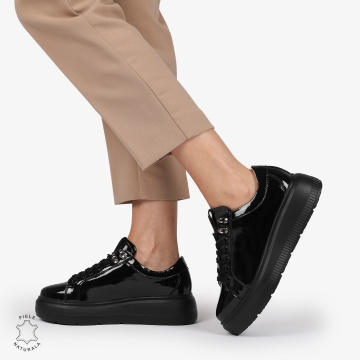Pantofi CASUAL PIELE NATURALA LACUITA CRL1294 NEGRU - Img 3