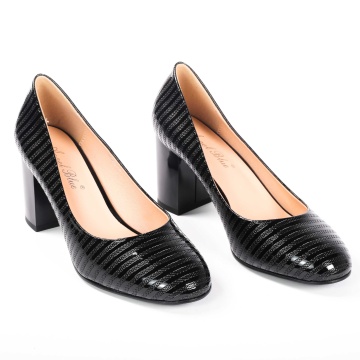 Pantofi Eleganți dama din Piele Ecologică Lăcuită CRL0132 NEGRU - Img 3