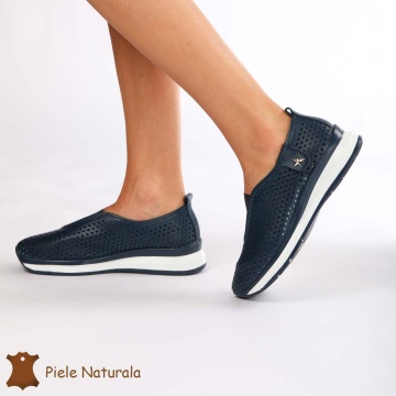 Pantofi Perforati Dama Piele naturală CRL0098 NAVY - Img 3