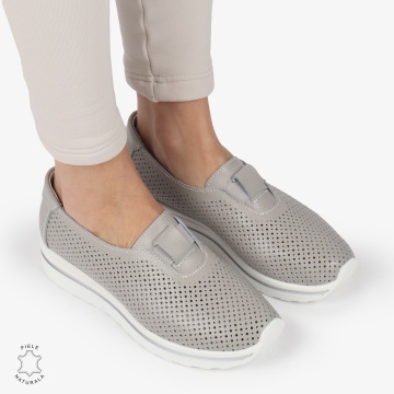 Pantofi Perforati Dama Piele naturală CRL0104 GRI - Img 3