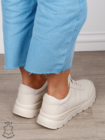 Pantofi sport dama din piele naturală cu design versatil CRL1812 BEJ - Img 3