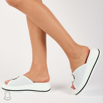 PAPUCI Dama DIN Piele Naturala CRL1436 ALB - Img 2