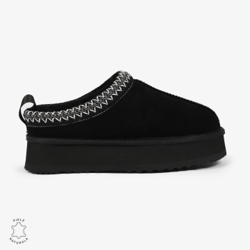 PAPUCI DAMA TIP UG din PIELE NATURALA INTOARSA CRL1268 CULOARE: NEGRU - Img 2