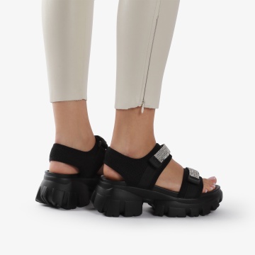 Sandale dama din mataerial Lycra cu talpa inalta si Sclipici CRL0818 - Img 4