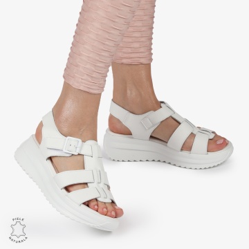 SAndale DAMA DIN PIELE NATURALA CU BARETE CRL1424 ALB - Img 3
