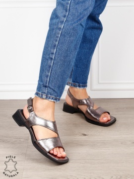SANDALE dama din piele naturala cu barete CRL1627 Pewter - Img 2