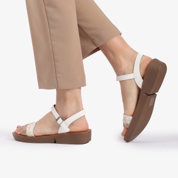 Sandale din Piele Ecologica CRL0160 Alb - Img 4