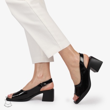 Sandale elegante din piele naturală CU CATARAMA MODEL CLASIC CRL1403 NEGRU - Img 2