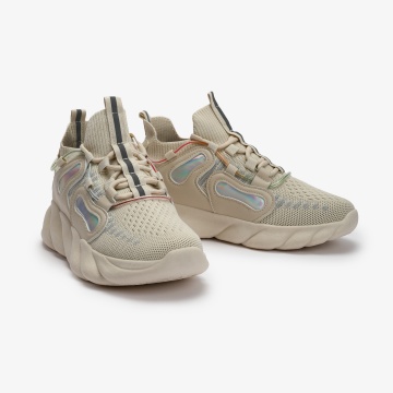 SNEAKERS din Piele Ecologica si textil CRL0130 Bej - Img 2