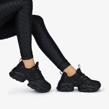 SNEAKERS din PIELE ECOLOGICA SI TEXTIL CRL1038 CULOARE: NEGRU - Img 2