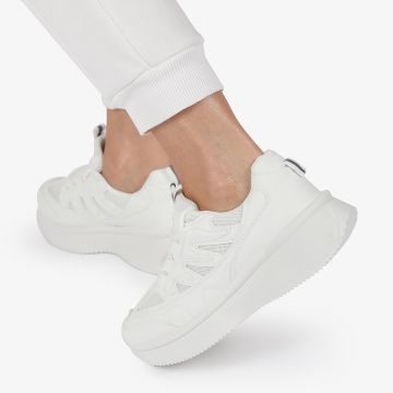 SNEAKERS din PIELE ECOLOGICA SI TEXTIL Multicolor CRL1279 ALB - Img 3