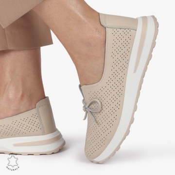 BALERINI dama din Piele Naturala CRL1060 CULOARE: BEJ - Img 2