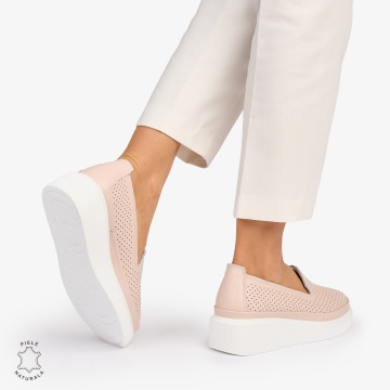Balerini dama din Piele Naturala cu fundita CRL1074 CULOARE: Roz - Img 4