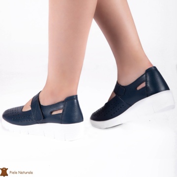 Balerini dama din Piele Naturala cu Platforma CRL0179 BLEUMARIN - Img 2
