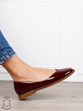 Balerini dama din piele naturala cu talpa usoara si plata CRL1630 BORDO