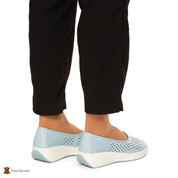 Balerini Dama Piele Naturala Slip-on CRL0076 ALBASTRU - Img 4