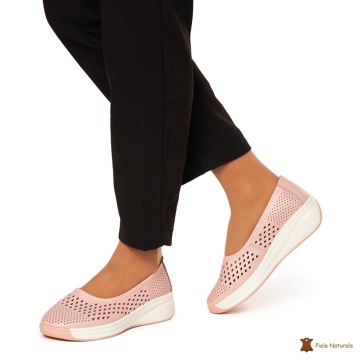 Balerini Dama Piele Naturala Slip-on CRL0076 ROZ - Img 3