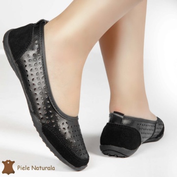 Balerini Negri din Piele Naturala cu talpa flexibila CRL0168 - Img 3
