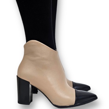 Botine DAMA din PIELE Ecologica cu FERMOAR si Catarama CRL0932 CULOARE: Bej - Img 3