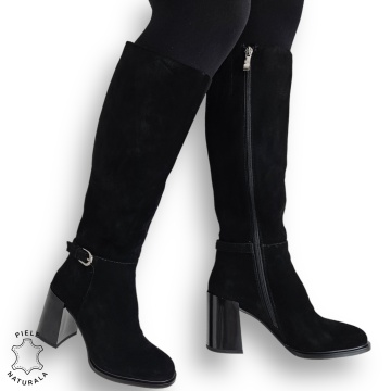 CIZME DAMA din PIELE NATURALA Intoarsa cu FERMOAR CRL0923 CULOARE: Negru - Img 2