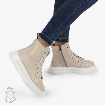 Ghete dama din Piele Naturala CRL0652 BEJ - Img 2