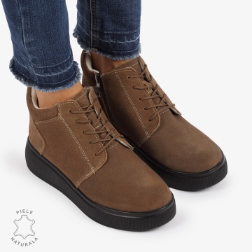 Ghete DAMA din PIELE NATURALA intoarsa CRL0911 CAMEL - Img 3