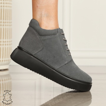 Ghete DAMA din PIELE NATURALA intoarsa CRL0911 GRI - Img 2
