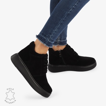 Ghete DAMA din PIELE NATURALA intoarsa CRL0911 NEGRU - Img 2