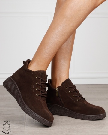 Ghete damă din piele naturală Intoarsa model clasic CRL1874 CAFENIU - Img 2