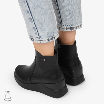 Ghete Dama Piele Naturala cu INCHIDERE FERMOAR CRL1297 NEGRU - Img 3