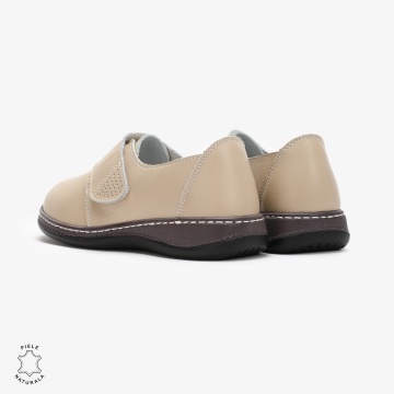 Mocasini dama din Piele naturală CRL0017 Bej - Img 3