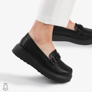 Mocasini dama din piele naturala CRL0787 NEGRU - Img 3