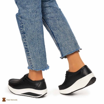 Mocasini dama din Piele Naturala CRL1219 NEGRU - Img 3