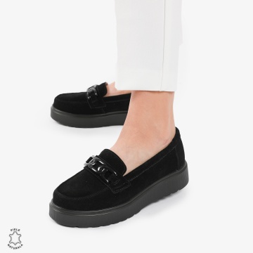 Mocasini dama din piele naturala Intoarsa CRL0786 NEGRU - Img 2