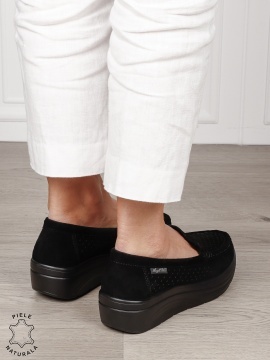 MOCASINI damă din piele naturală intoarsa CRL1579 NEGRU - Img 3