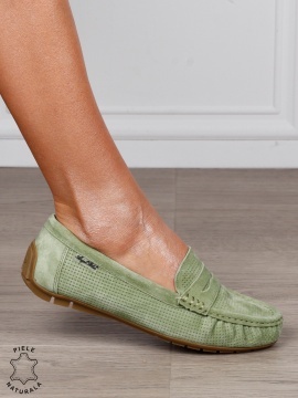 MOCASINI damă din piele naturală Intoarsa cu talpa joasa CRL1582 Verde
