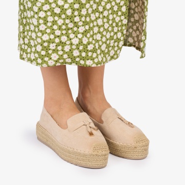 MOCASINI dama Piele ECOLOGICA INTOARSA CU DETALIU AURIU CRL1026 CU ELASTIC Culoare: BEJ - Img 3