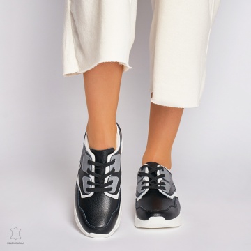Pantofi Casual dama din Piele naturala CRL0035 Negru - Img 2