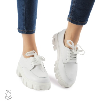 Pantofi casual dama din Piele naturală CRL0109 ALB - Img 3