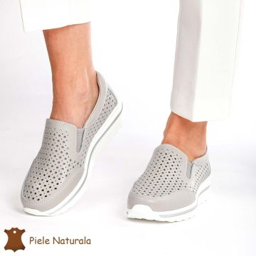Pantofi Casual dama din Piele naturala CRL0860 GRI
