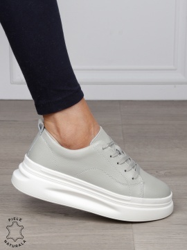 Pantofi Casual dama din Piele Naturala CRL1055 CULOARE: GRI