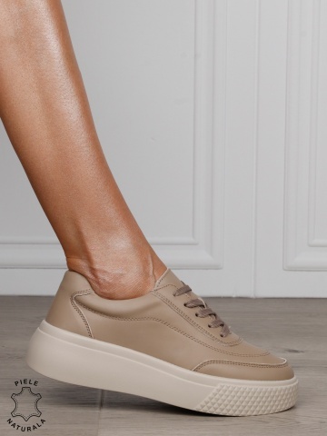 Pantofi Casual dama din Piele Naturala CRL1539 KHAKI