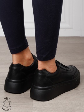 Pantofi Casual dama din Piele Naturala CRL1539 NEGRU - Img 3