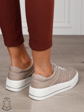 Pantofi Casual damă din piele naturală cu model lateral CRL1569 ROZ - Img 3