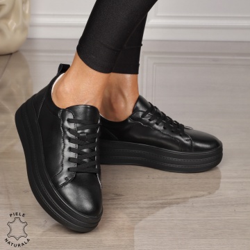 Pantofi CASUAL dama din piele naturala CU SIRET SI TALPA INALTA CRL1454