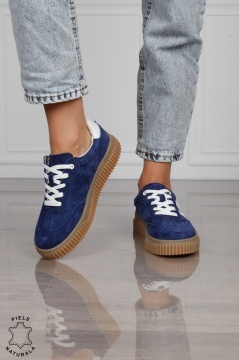 Pantofi Casual DAMA din Piele Naturala intoarsa, Model Retro CRL1531ROYALBLUE - Img 2